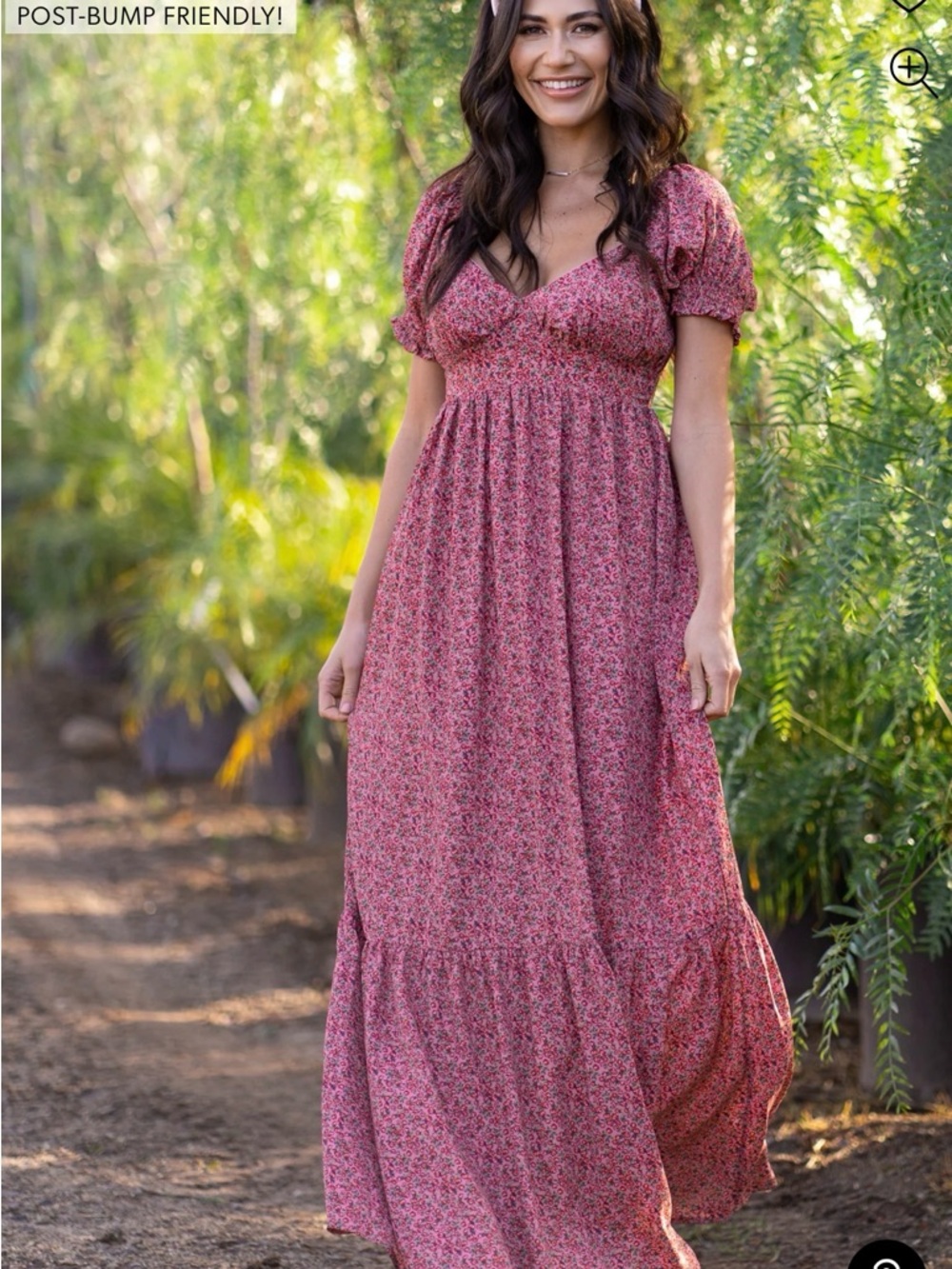 NWT Pinkblush Floral Puff-Sleeve Maternity Maxi Dress